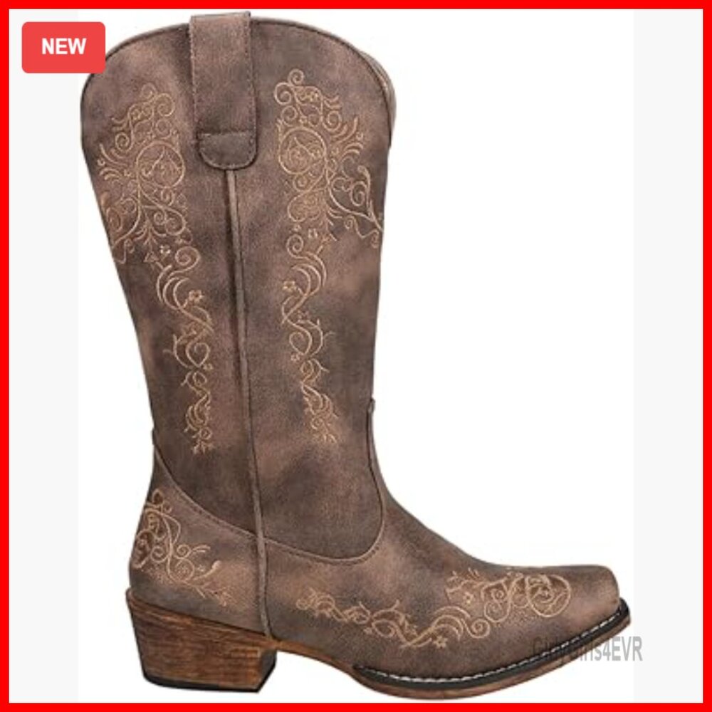 Western Boots 12" Shaft Snip Toe Flexible Outsole Padded Insole Pull On